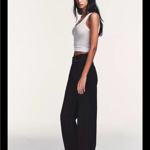Zara Black Wide-Leg High-Rise Trousers